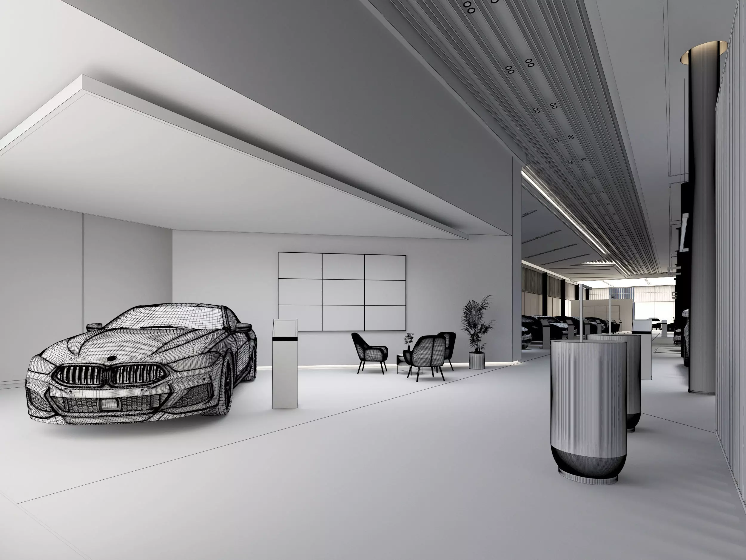 Automobile 4S Shop Low-poly 3D model_3