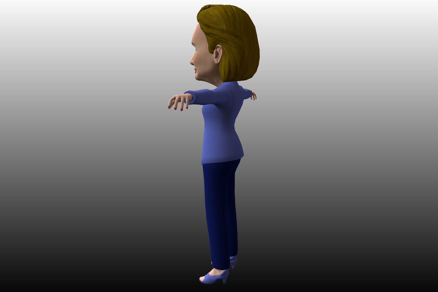 Hilary Clinton 3D caricature rigged low poly Low-poly 3D model_11