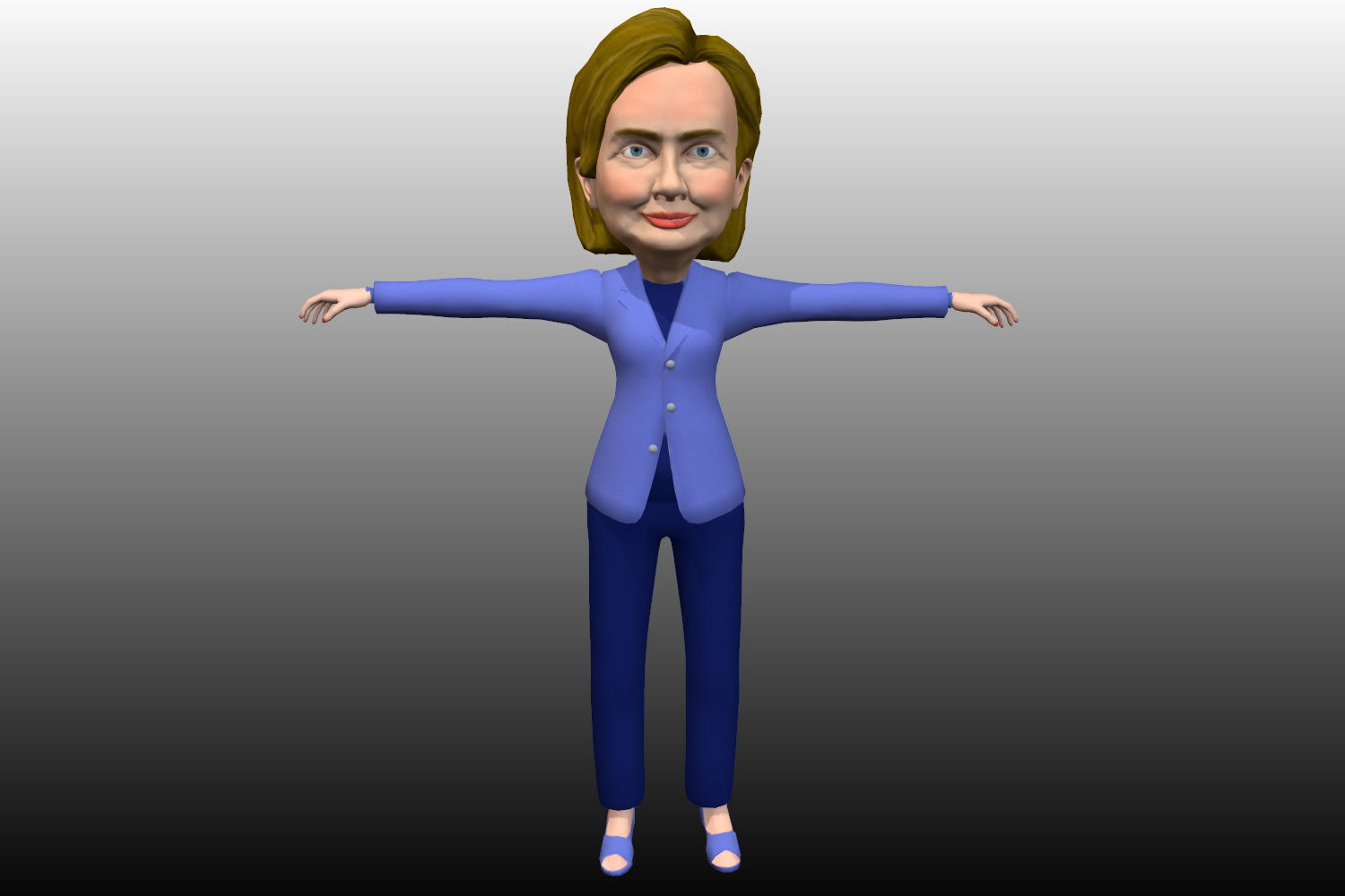 Hilary Clinton 3D caricature rigged low poly Low-poly 3D model_4