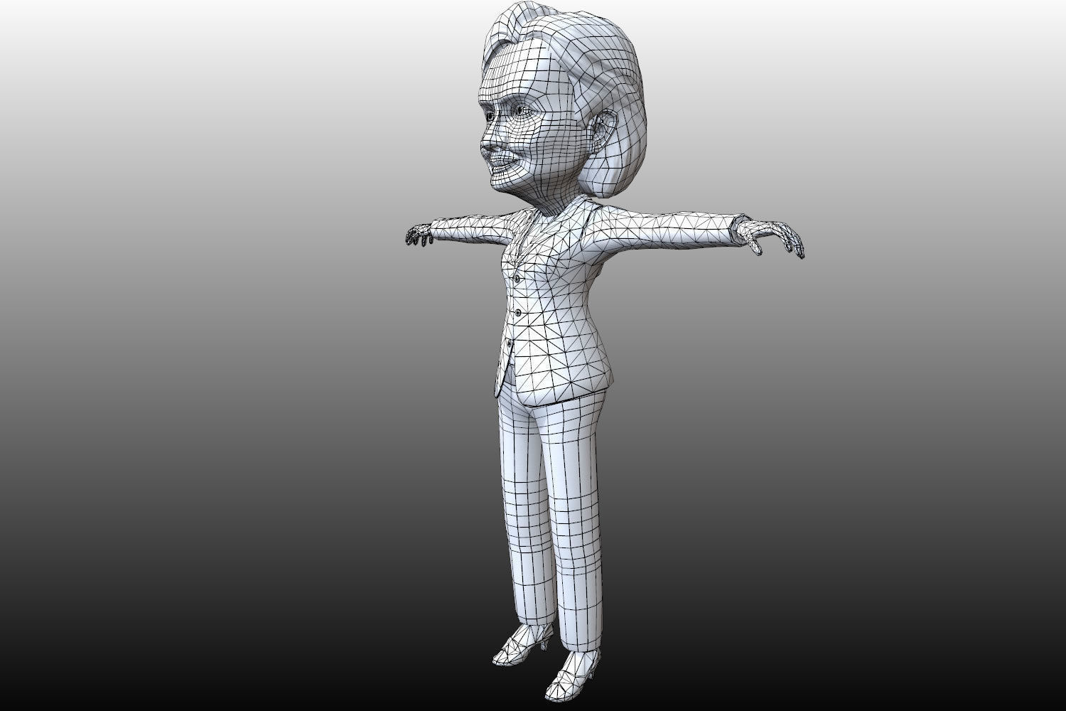 Hilary Clinton 3D caricature rigged low poly Low-poly 3D model_19