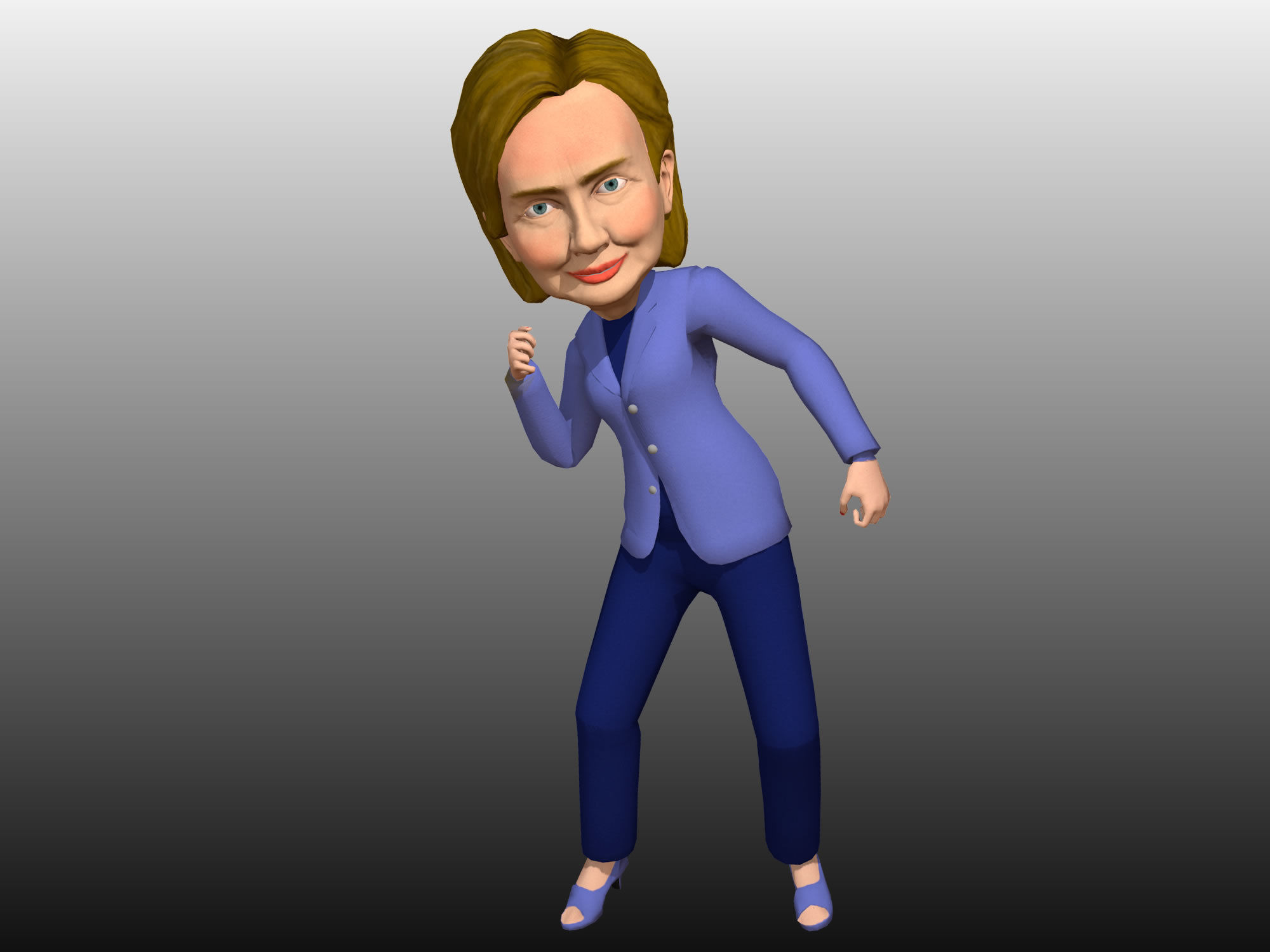Hilary Clinton 3D caricature rigged low poly Low-poly 3D model_3