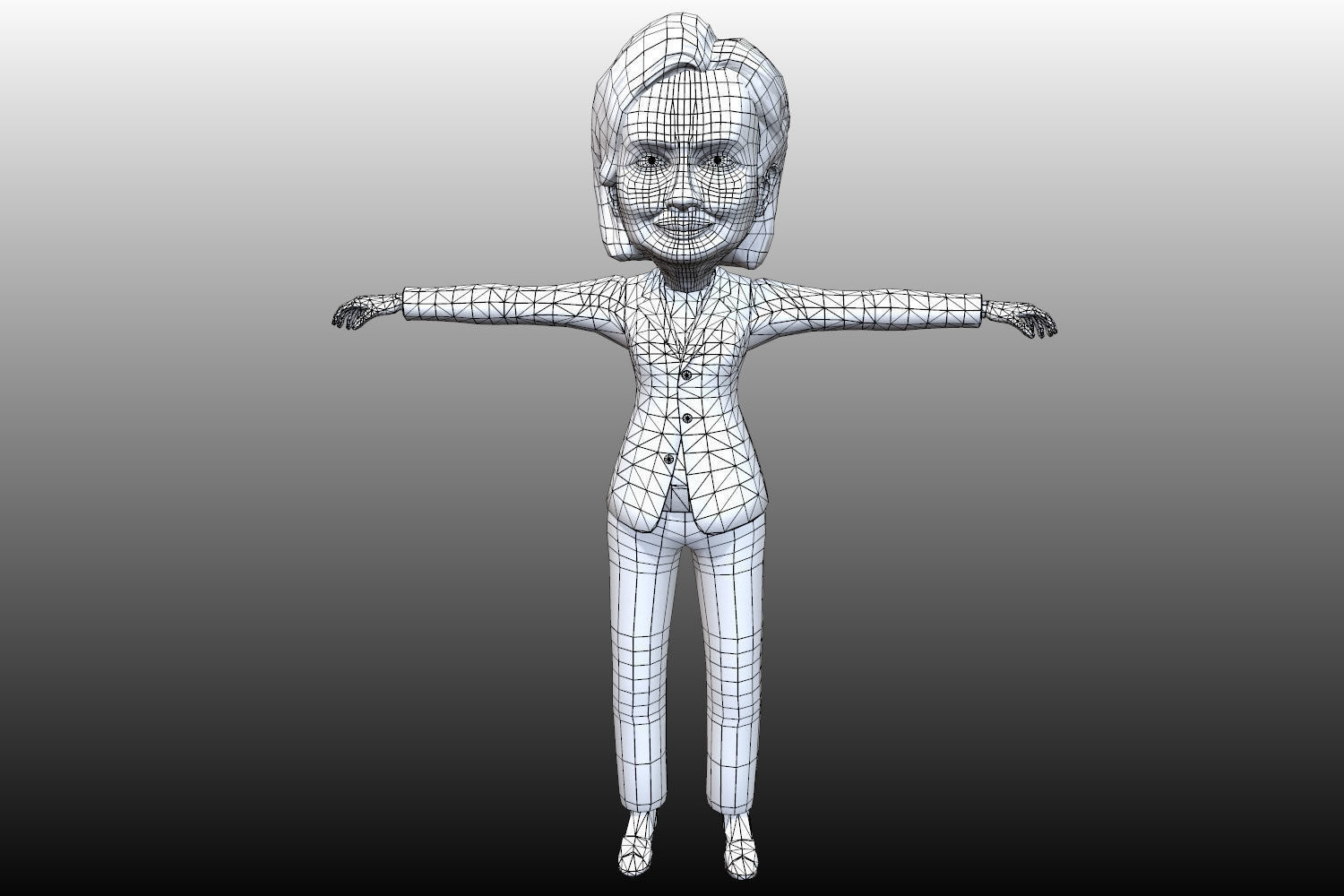 Hilary Clinton 3D caricature rigged low poly Low-poly 3D model_6