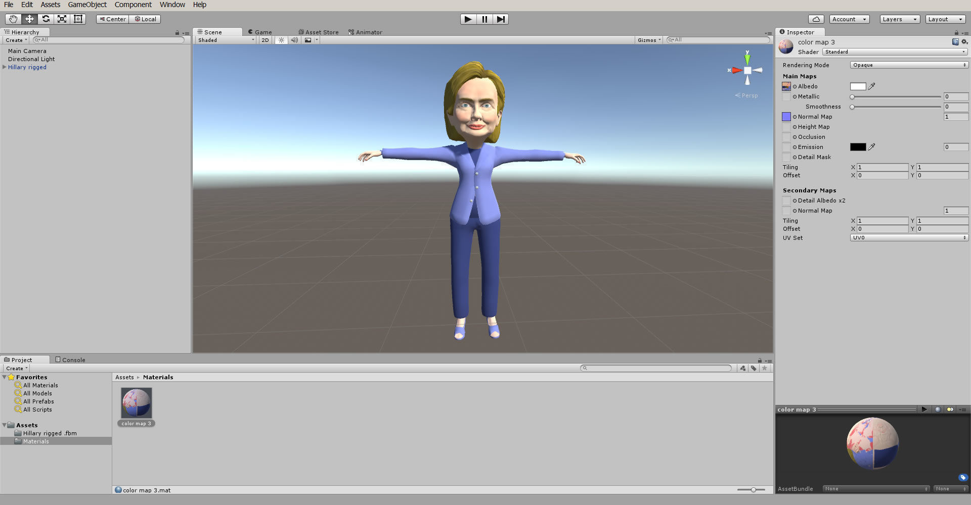 Hilary Clinton 3D caricature rigged low poly Low-poly 3D model_16