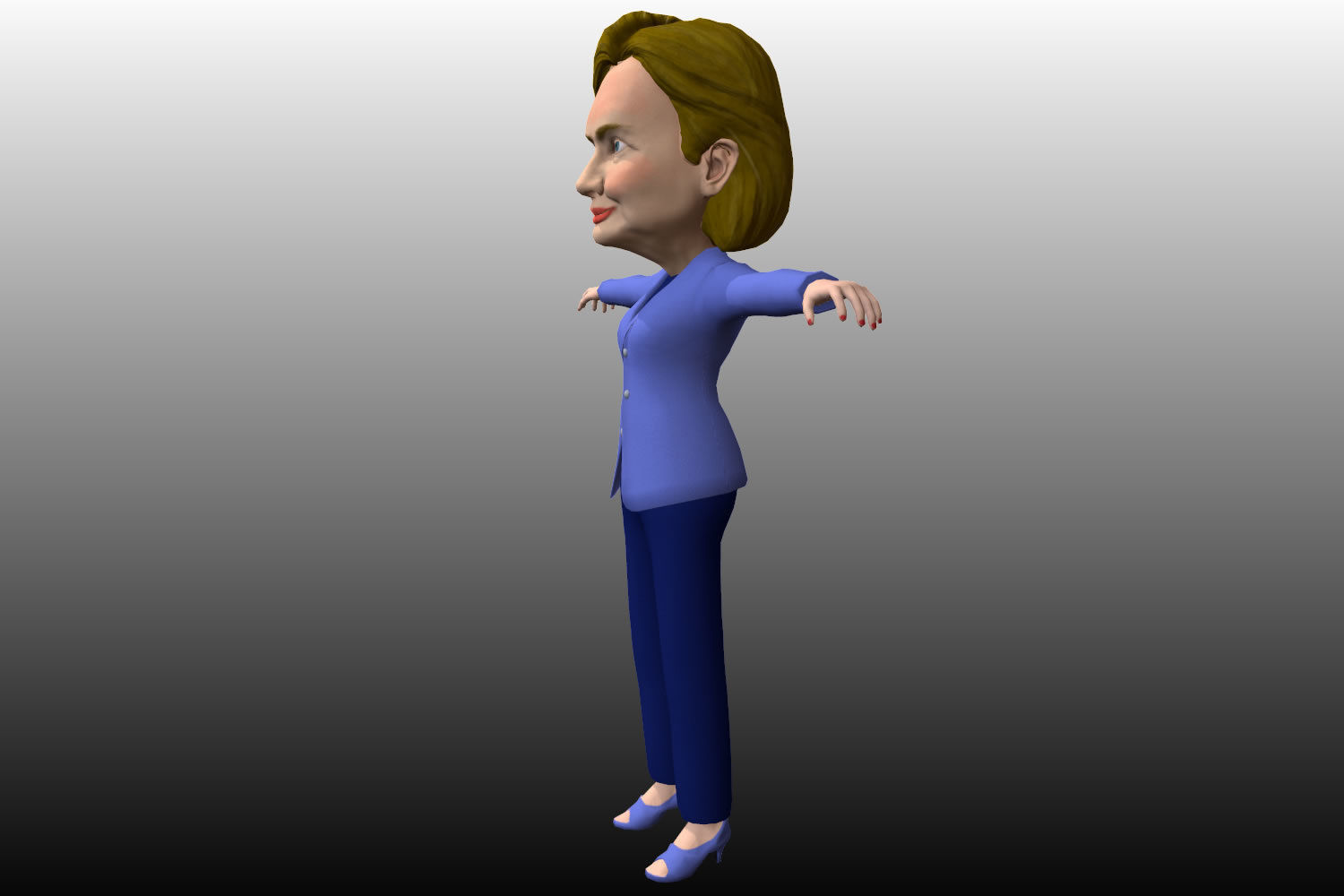 Hilary Clinton 3D caricature rigged low poly Low-poly 3D model_10