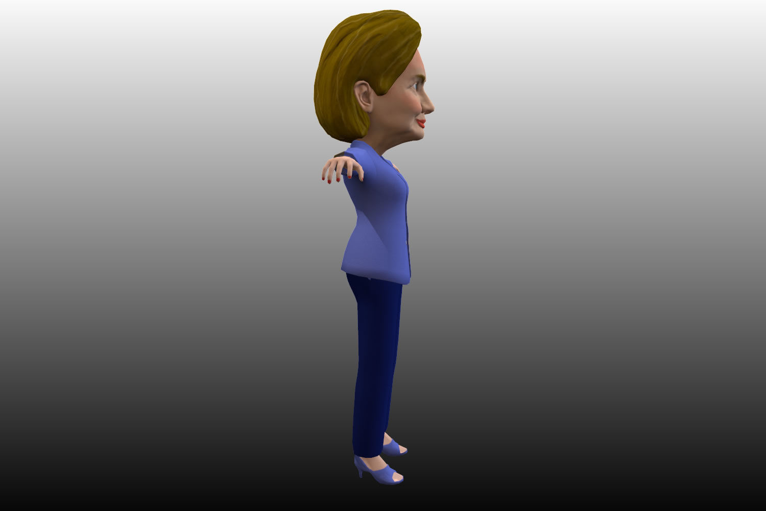 Hilary Clinton 3D caricature rigged low poly Low-poly 3D model_13
