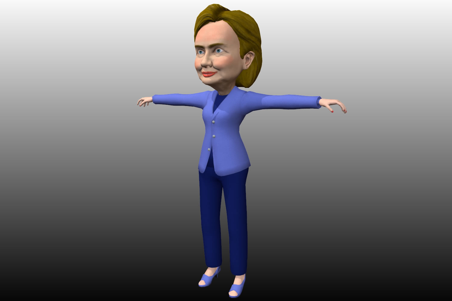 Hilary Clinton 3D caricature rigged low poly Low-poly 3D model_5