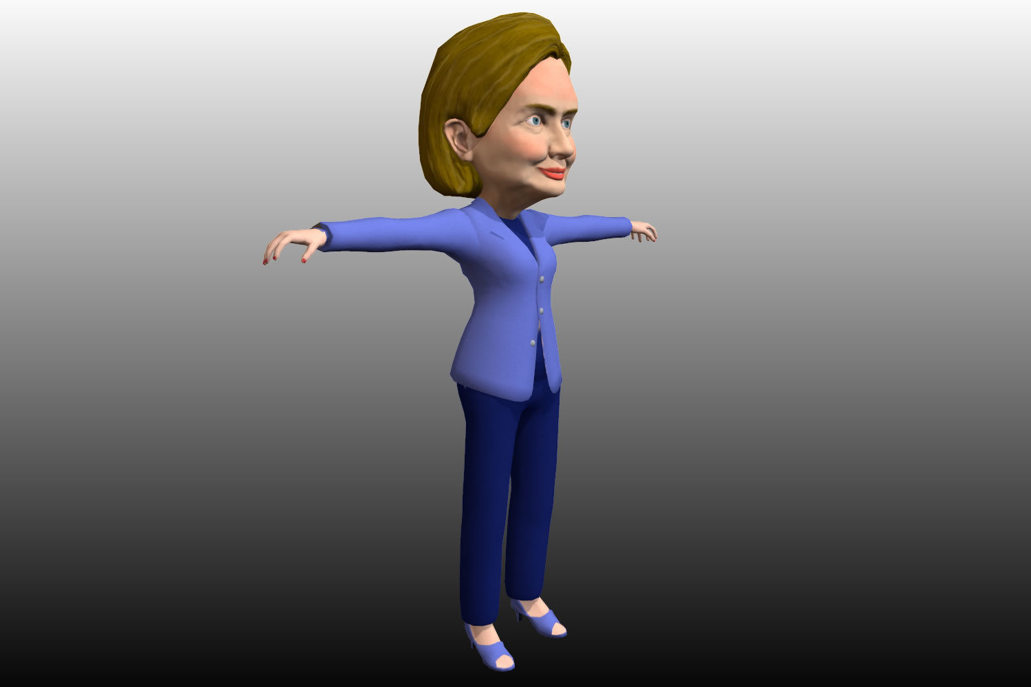 Hilary Clinton 3D caricature rigged low poly Low-poly 3D model_14