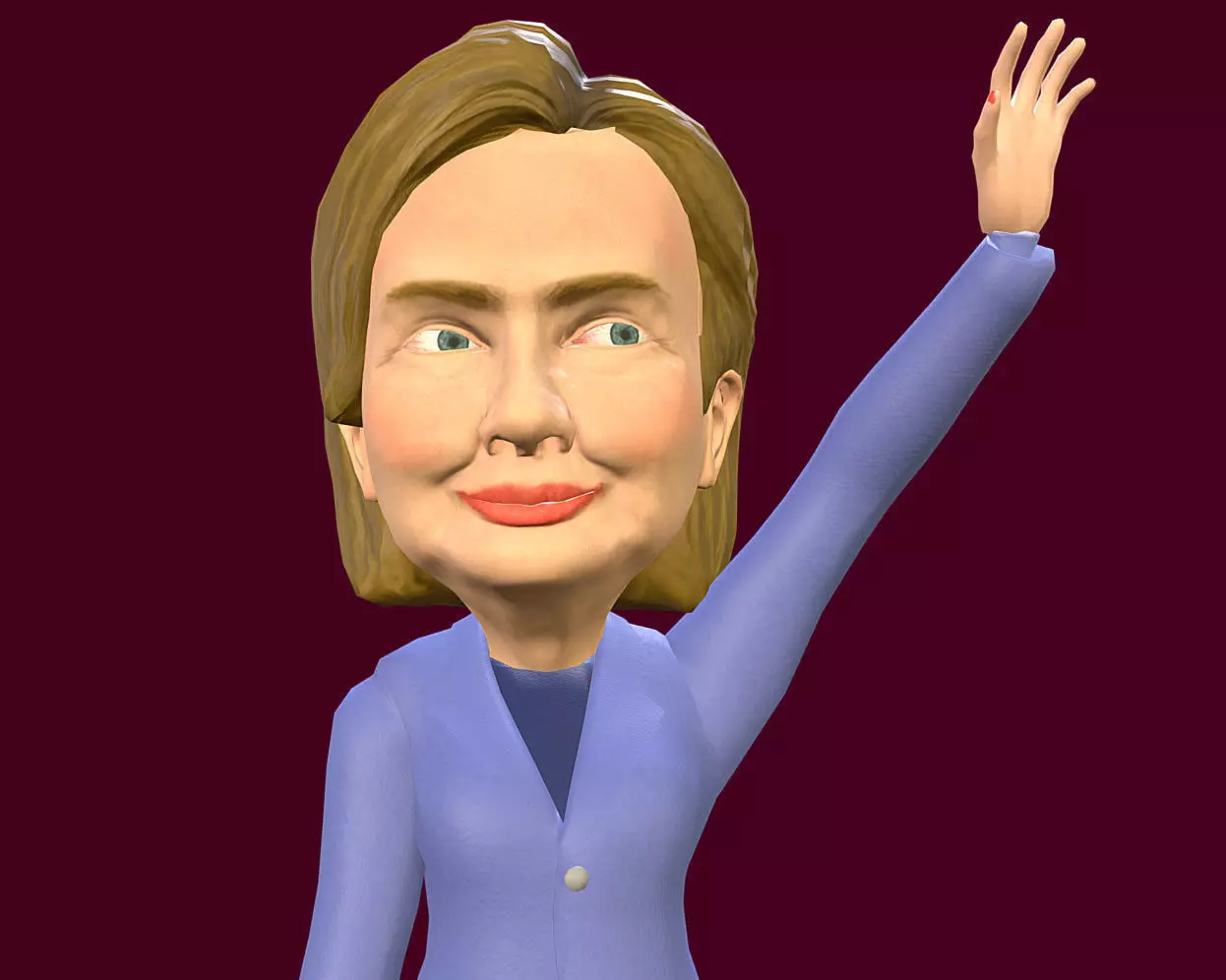 Hilary Clinton 3D caricature rigged low poly Low-poly 3D model_0