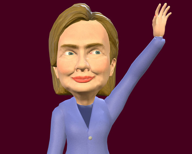 Hilary Clinton 3D caricature rigged low poly Low-poly 3D model