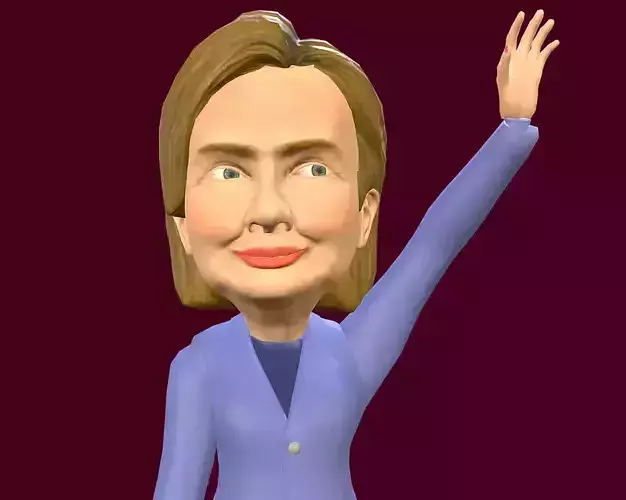 Hilary Clinton 3D caricature rigged low poly Low-poly 3D model