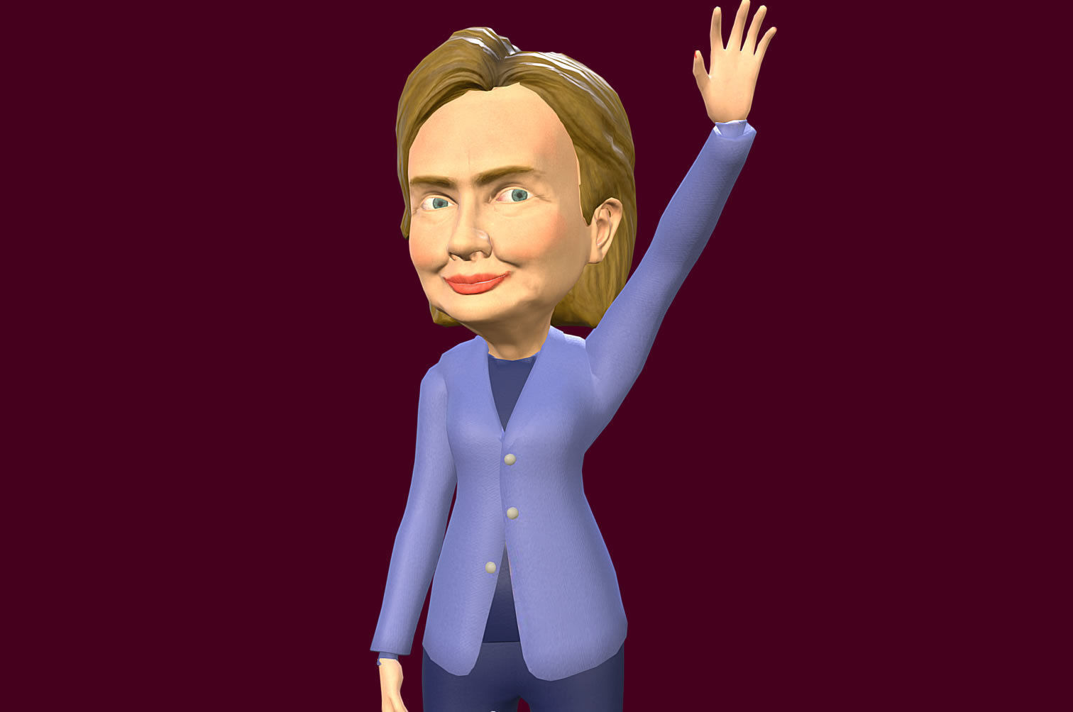 Hilary Clinton 3D caricature rigged low poly Low-poly 3D model_2