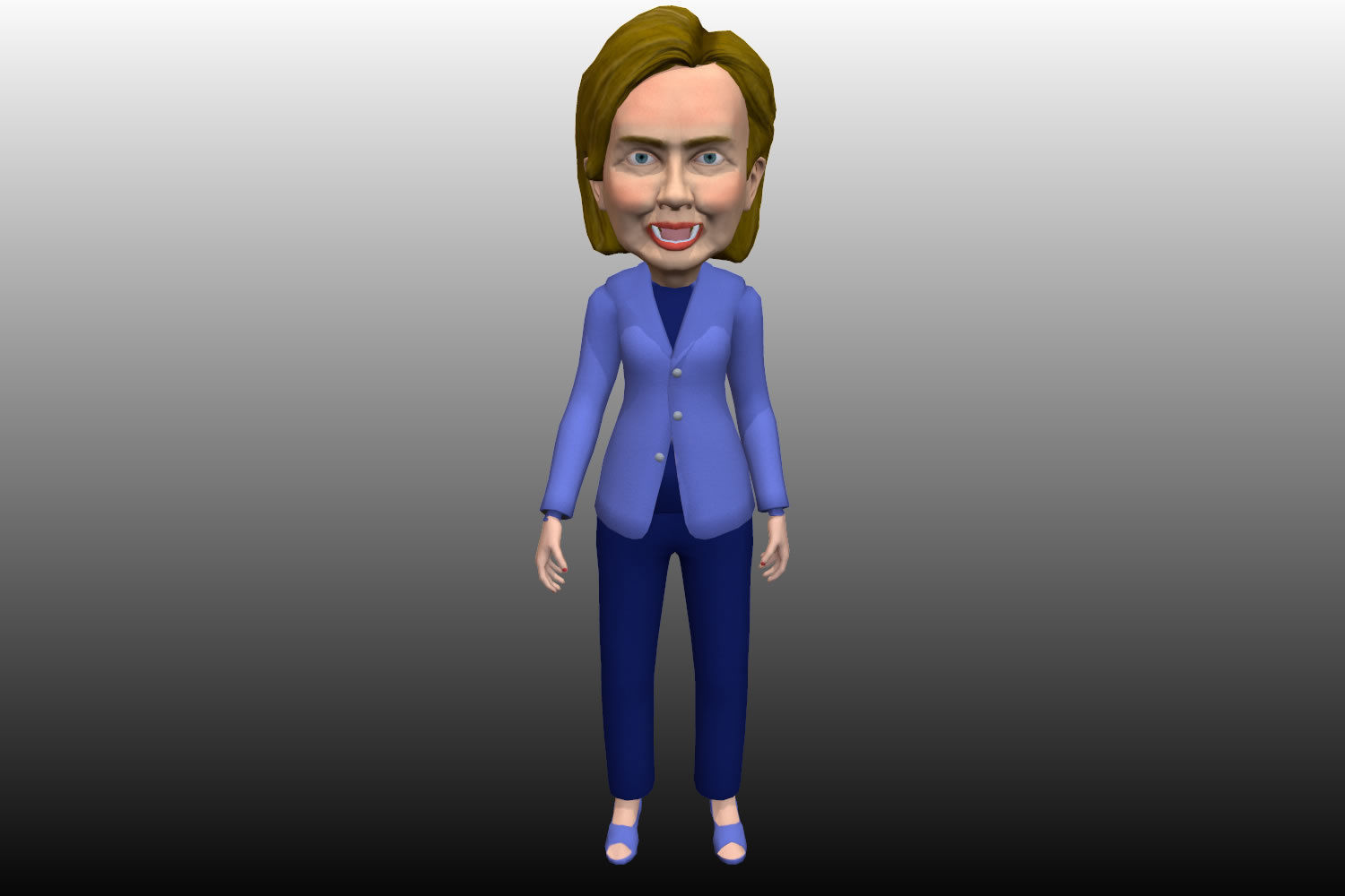 Hilary Clinton 3D caricature rigged low poly Low-poly 3D model_7