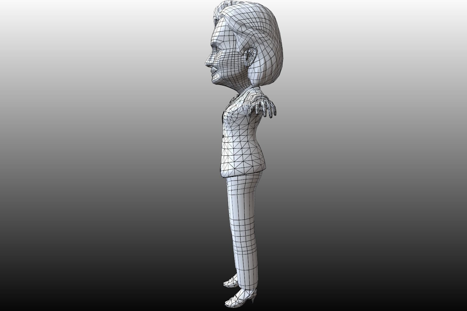 Hilary Clinton 3D caricature rigged low poly Low-poly 3D model_18
