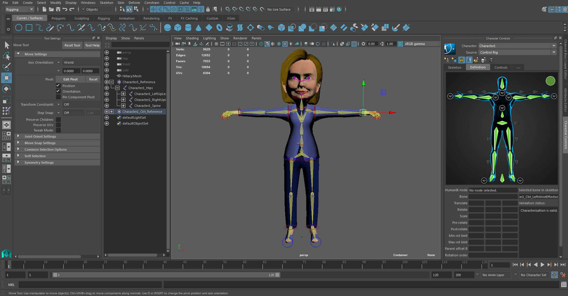 Hilary Clinton 3D caricature rigged low poly Low-poly 3D model_9