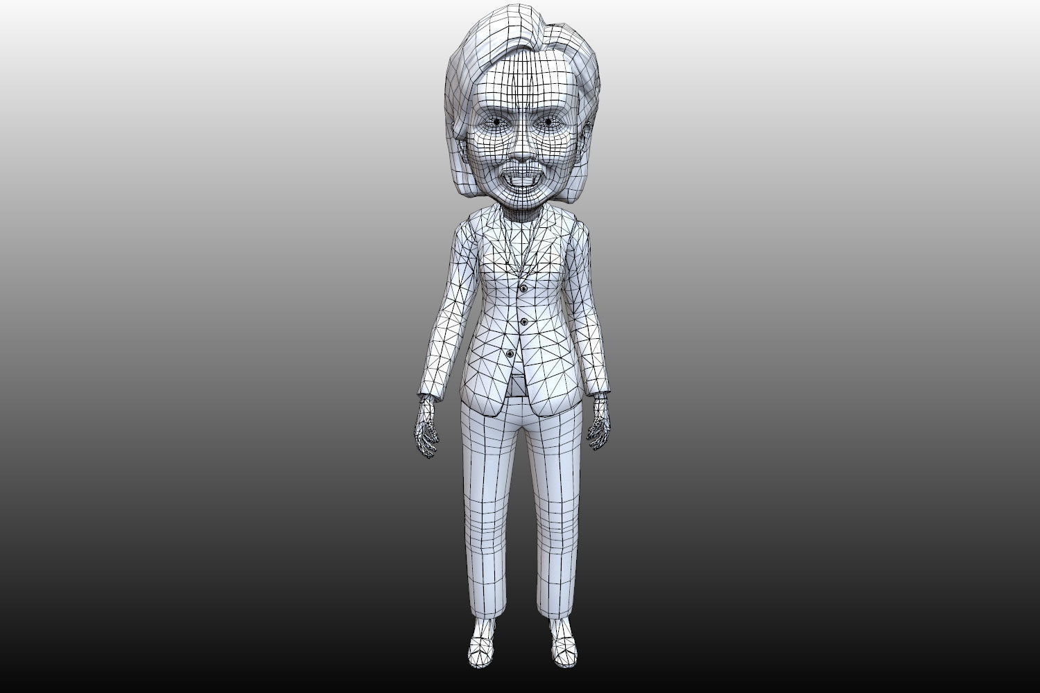 Hilary Clinton 3D caricature rigged low poly Low-poly 3D model_8