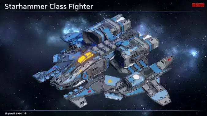 Spaceship Fighter Starhammer Low-poly 3D model