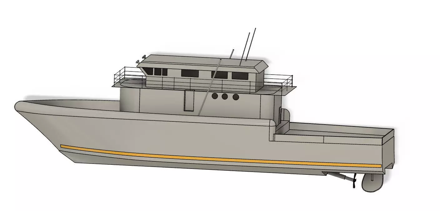 15m fishing boat cruise yacht 3D print model_0