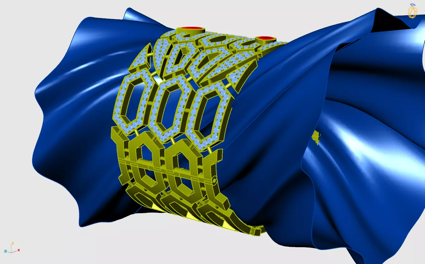 bvgar snake diamond  bracelet  3D print model_6