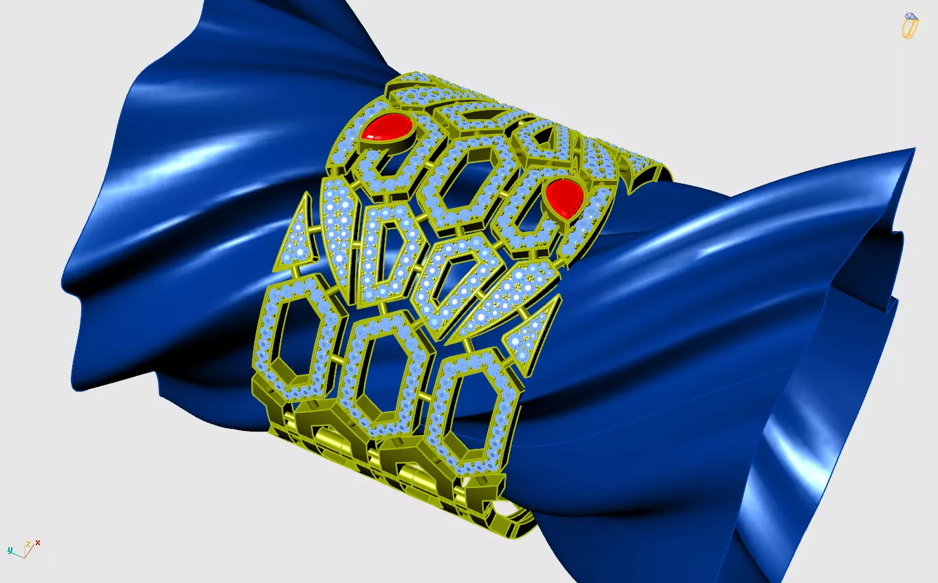 bvgar snake diamond  bracelet  3D print model_7