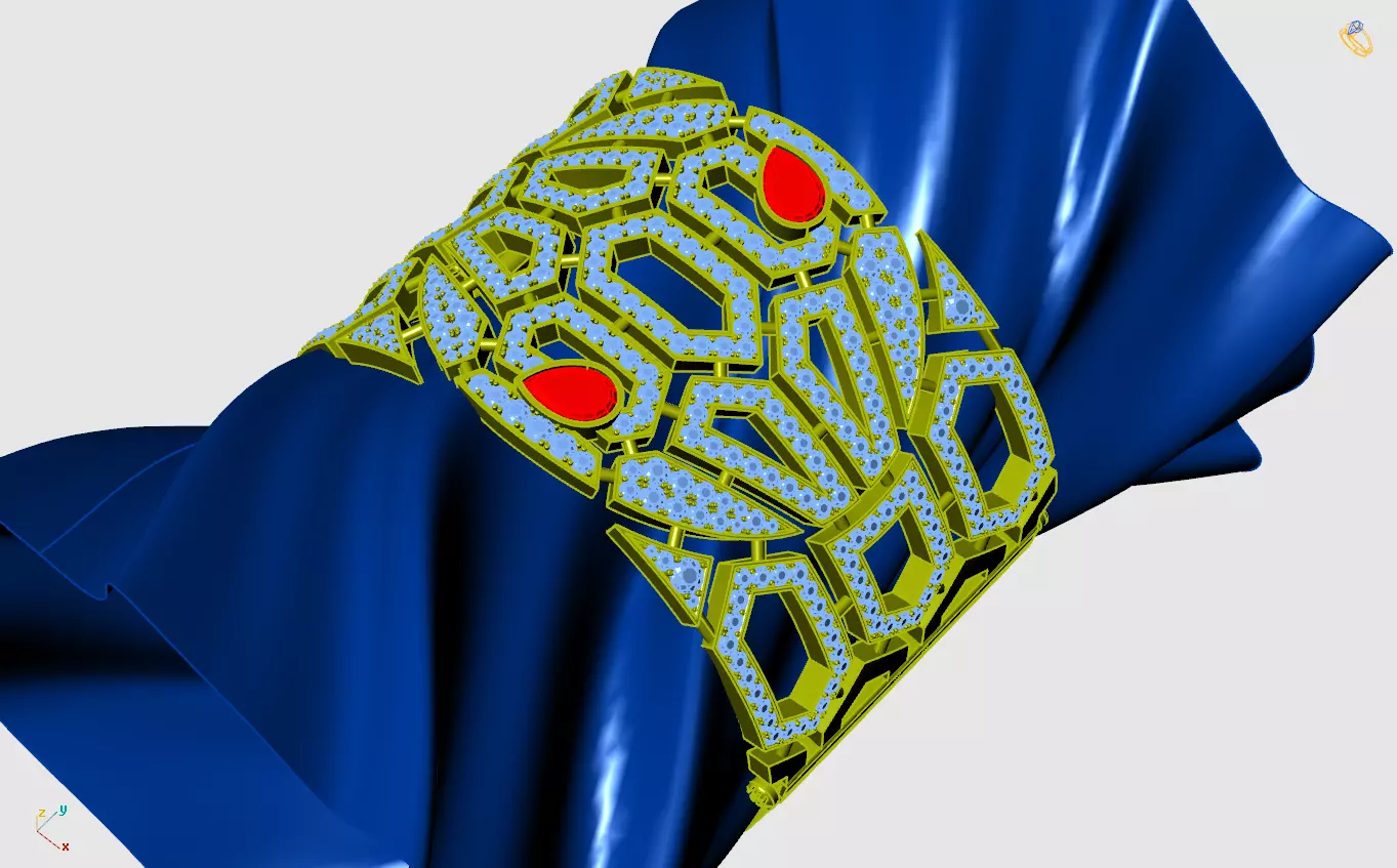 bvgar snake diamond  bracelet  3D print model_1