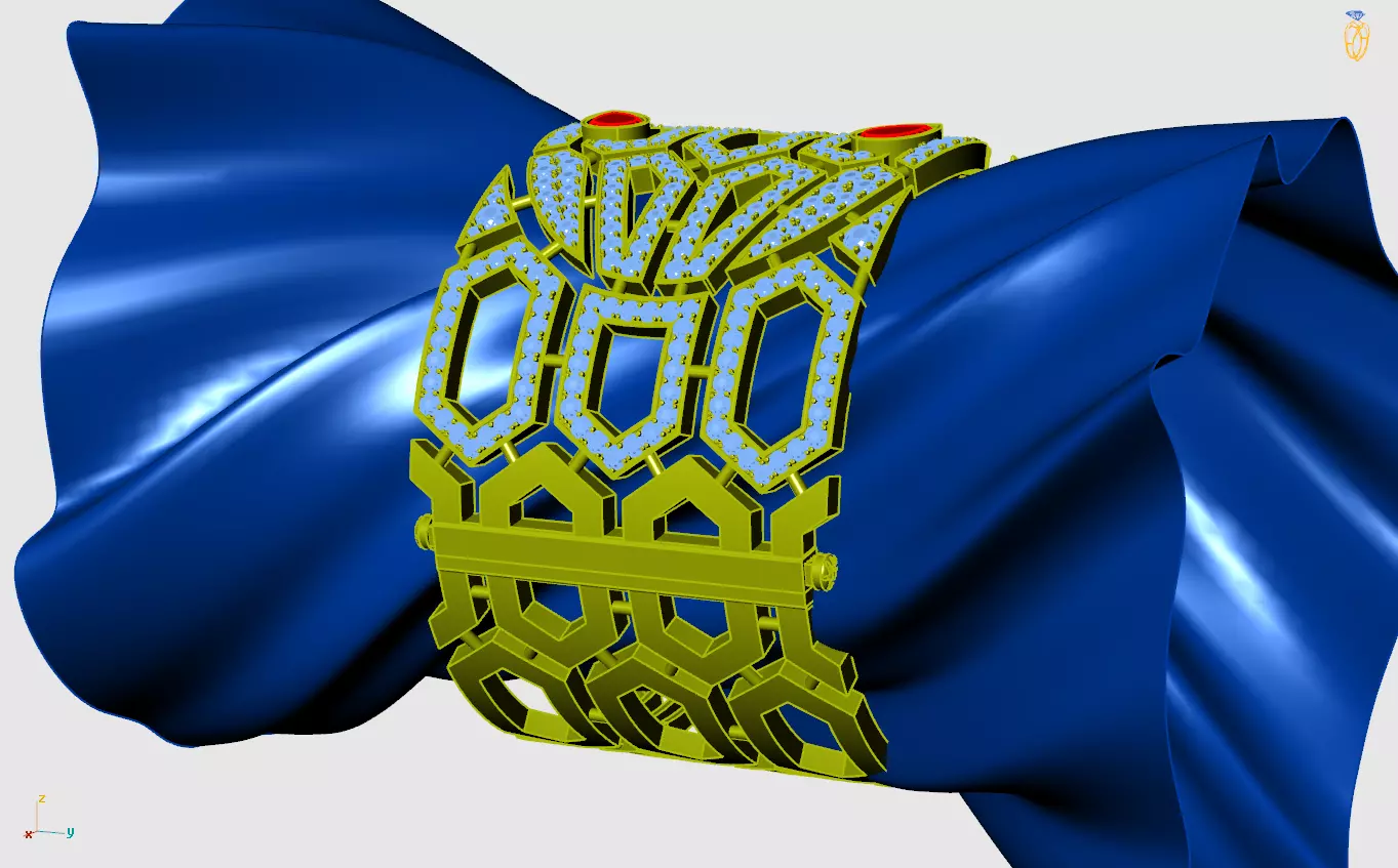 bvgar snake diamond  bracelet  3D print model_4