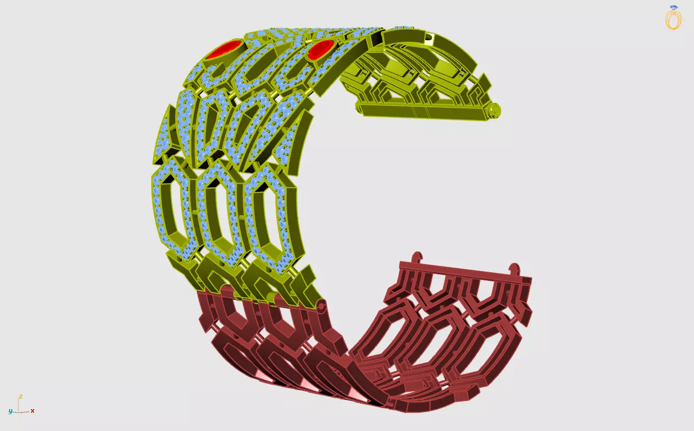 bvgar snake diamond  bracelet  3D print model_8