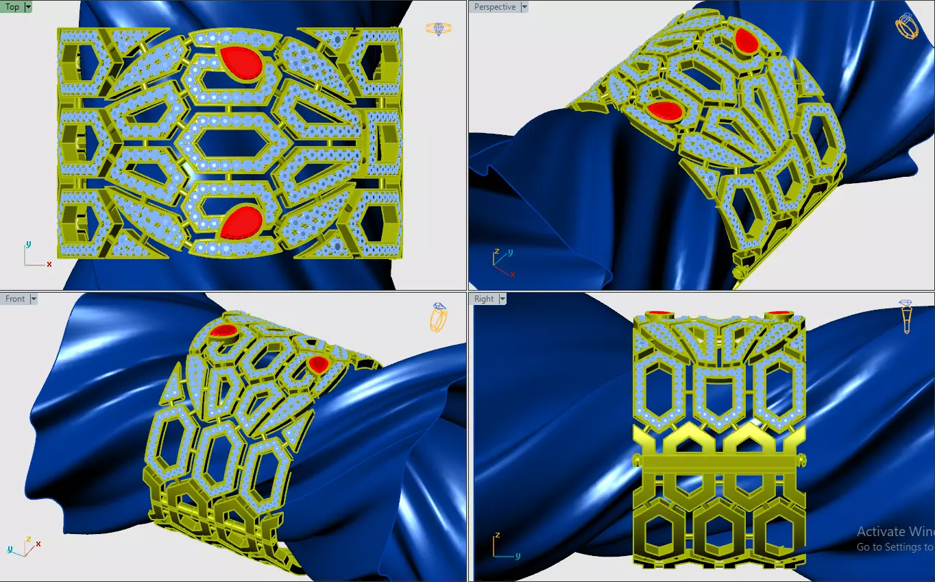 bvgar snake diamond  bracelet  3D print model_3