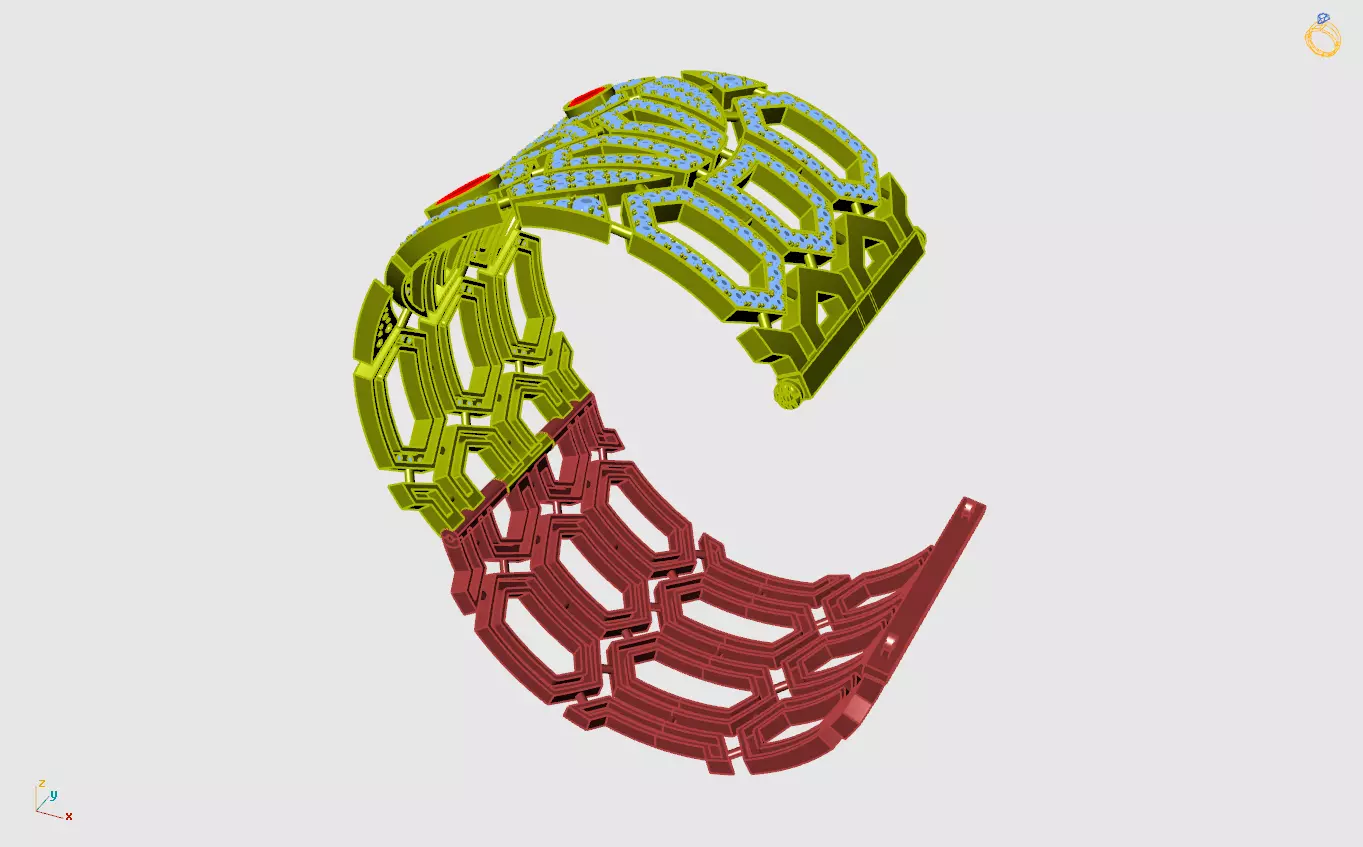 bvgar snake diamond  bracelet  3D print model_9
