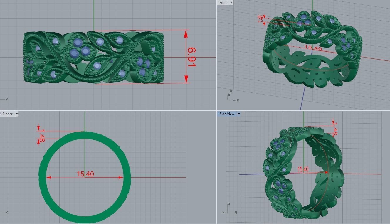 Flower ring  3D print model_3