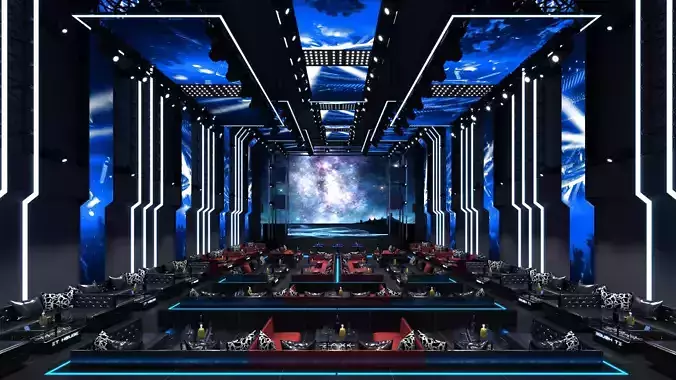 nightclub interior of with neon lights