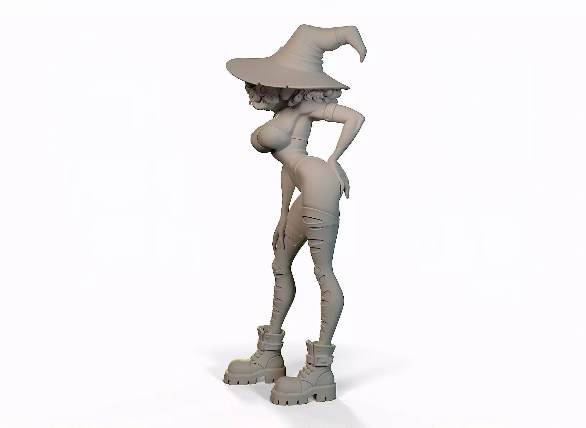 Halloween witch in a short dress 3D print model_6