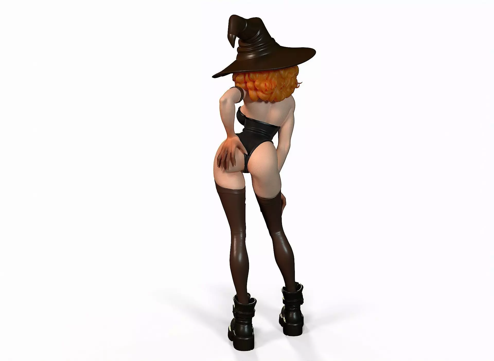Halloween witch in a short dress 3D print model_4