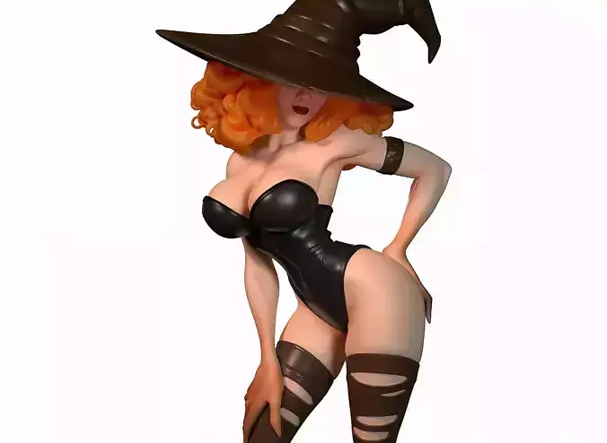 Halloween witch in a short dress 3D print model
