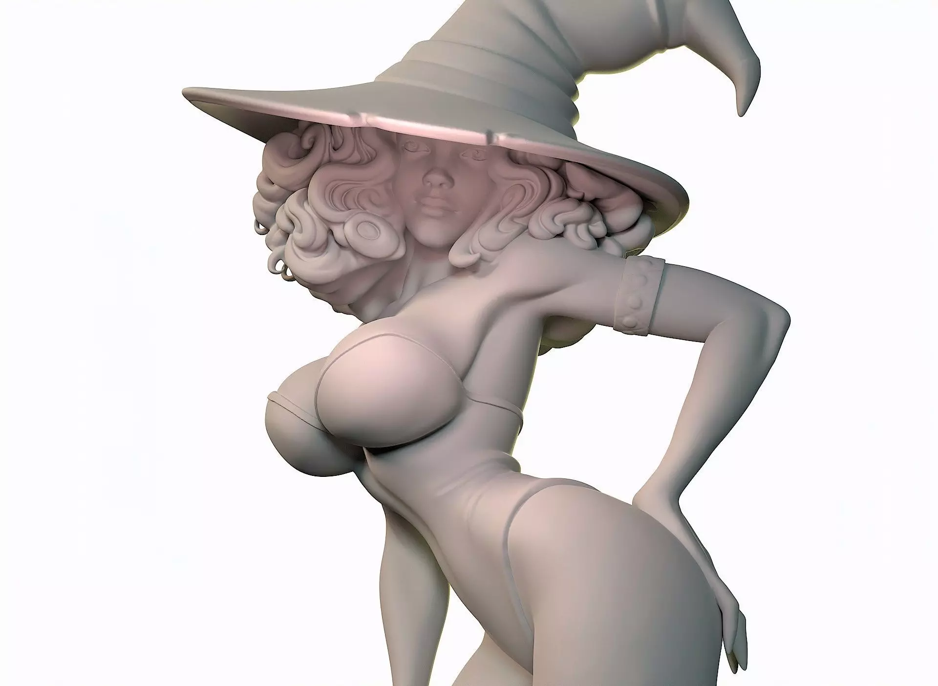Halloween witch in a short dress 3D print model_8