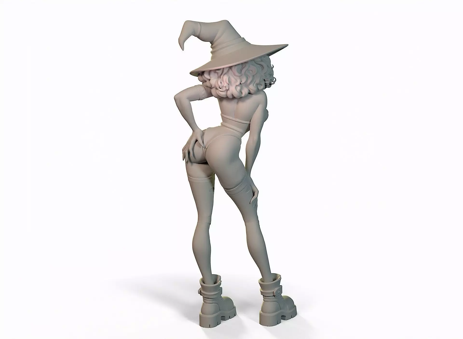 Halloween witch in a short dress 3D print model_7