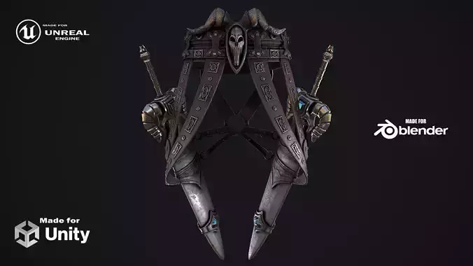 Fantasy swords with scabbard game ready 3d model