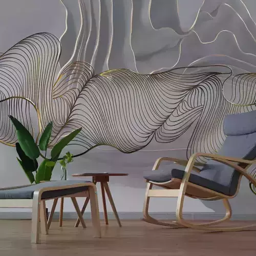 Elegant 3D Metal Wave Mural Wallpaper