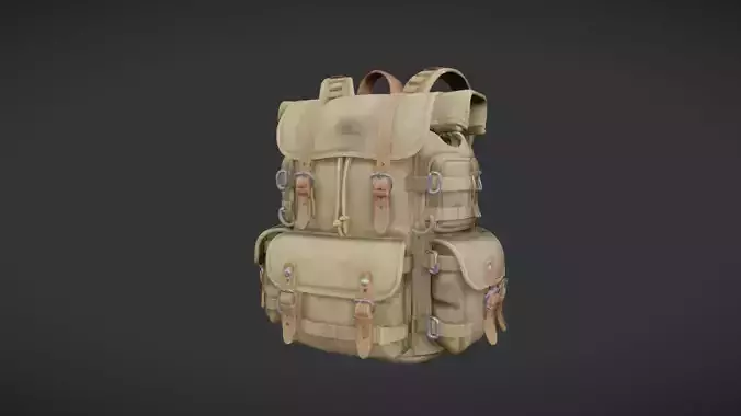 A green backpack with straps