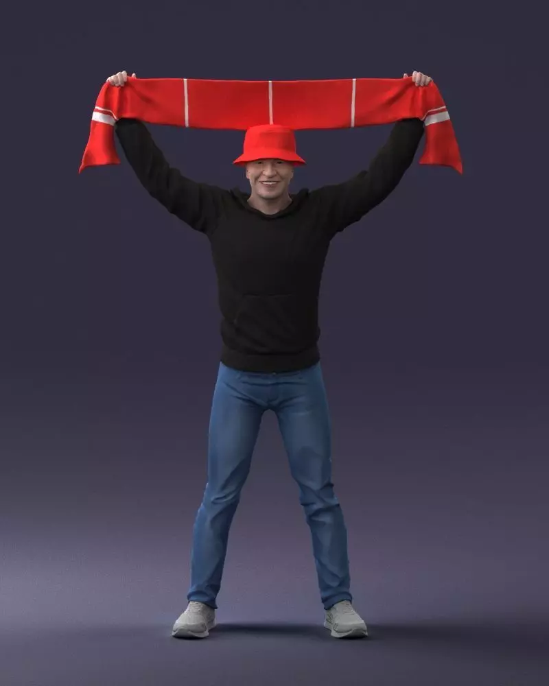 000326 Cheering Fan with Scarf 1212 Posed 3D Scan 3D model