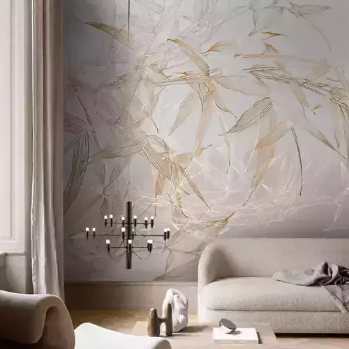 Ethereal Bamboo Line Art Mural Wallpaper 