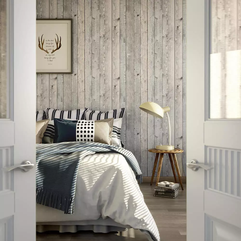 Weathered Grey Wood Planks Wallpaper Texture