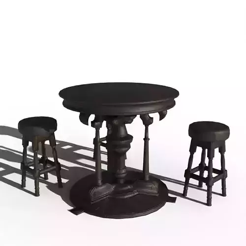 Set of Bar Chairs and Table for Game