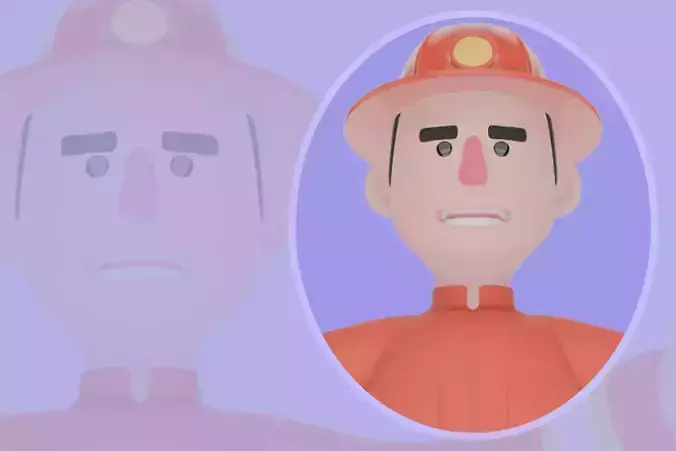 Stylized 3D Male Firefighter Character - Cartoon Thumbs Up Pose