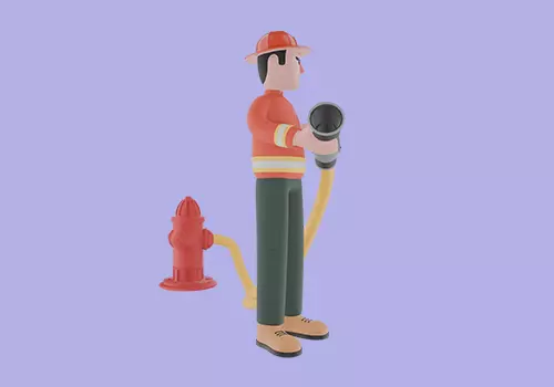 Stylized 3D Male Firefighter Character-Cartoon Hose Nozzle Pose 3D model_5