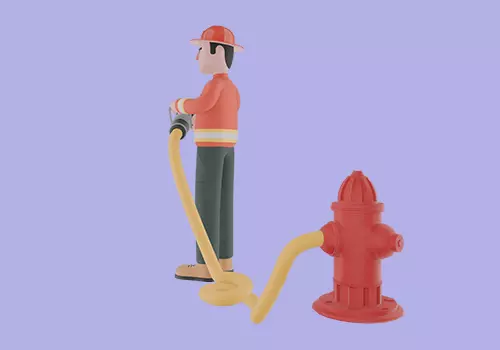 Stylized 3D Male Firefighter Character-Cartoon Hose Nozzle Pose 3D model_3