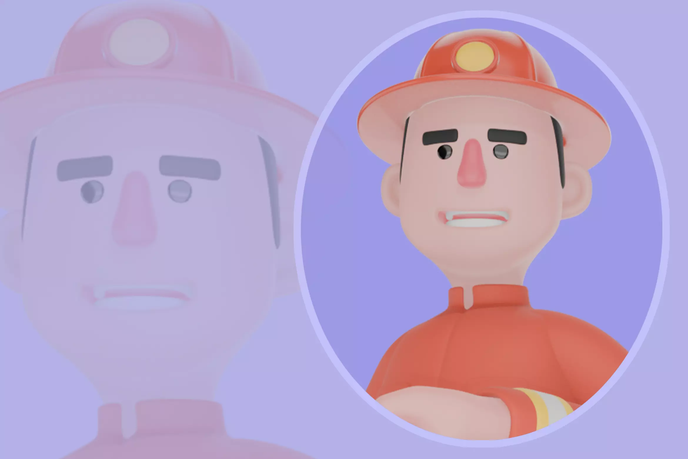 Stylized 3D Male Firefighter Character-Cartoon Hose Nozzle Pose 3D model_0