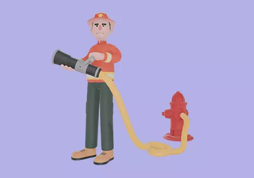 Stylized 3D Male Firefighter Character-Cartoon Hose Nozzle Pose 3D model_2