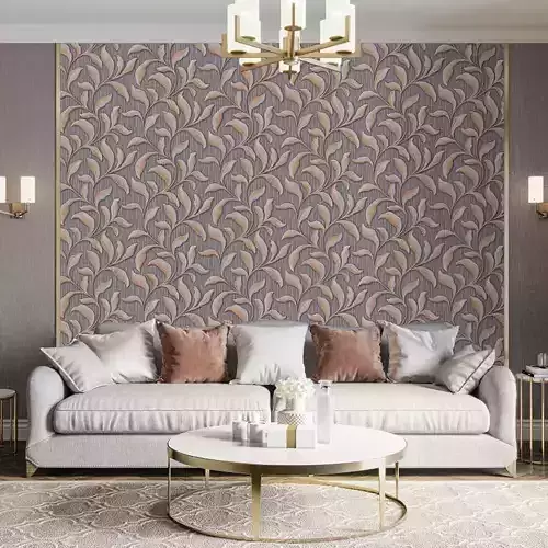 Taupe Botanical Relief Wallpaper