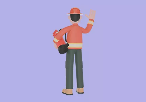 Stylized 3D Male Firefighter - Cartoon Fire Extinguisher Pose 3D model_4