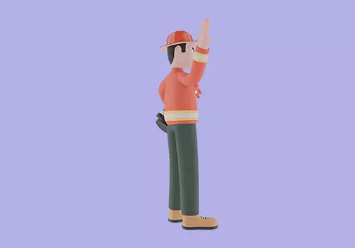 Stylized 3D Male Firefighter - Cartoon Fire Extinguisher Pose 3D model_5